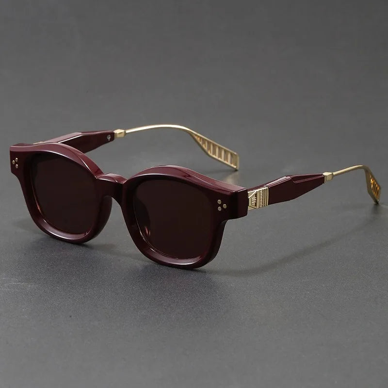 Dante retro square sunglasses in Merlot