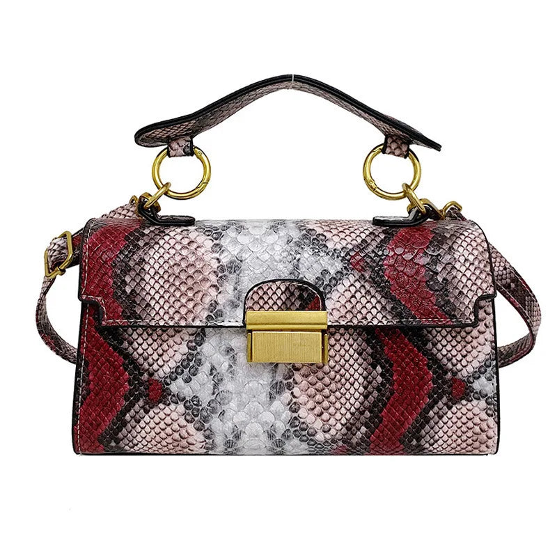 Serra snake-print vegan leather bag in white multi