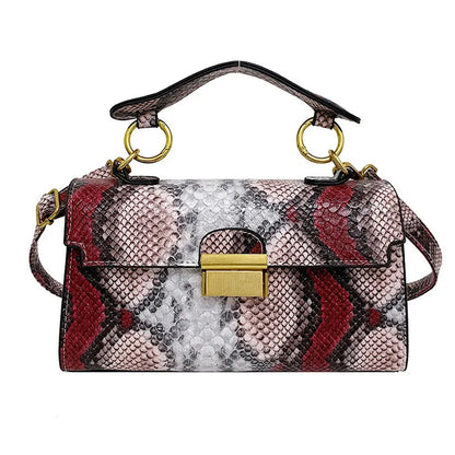 Serra snake-print vegan leather bag in white multi