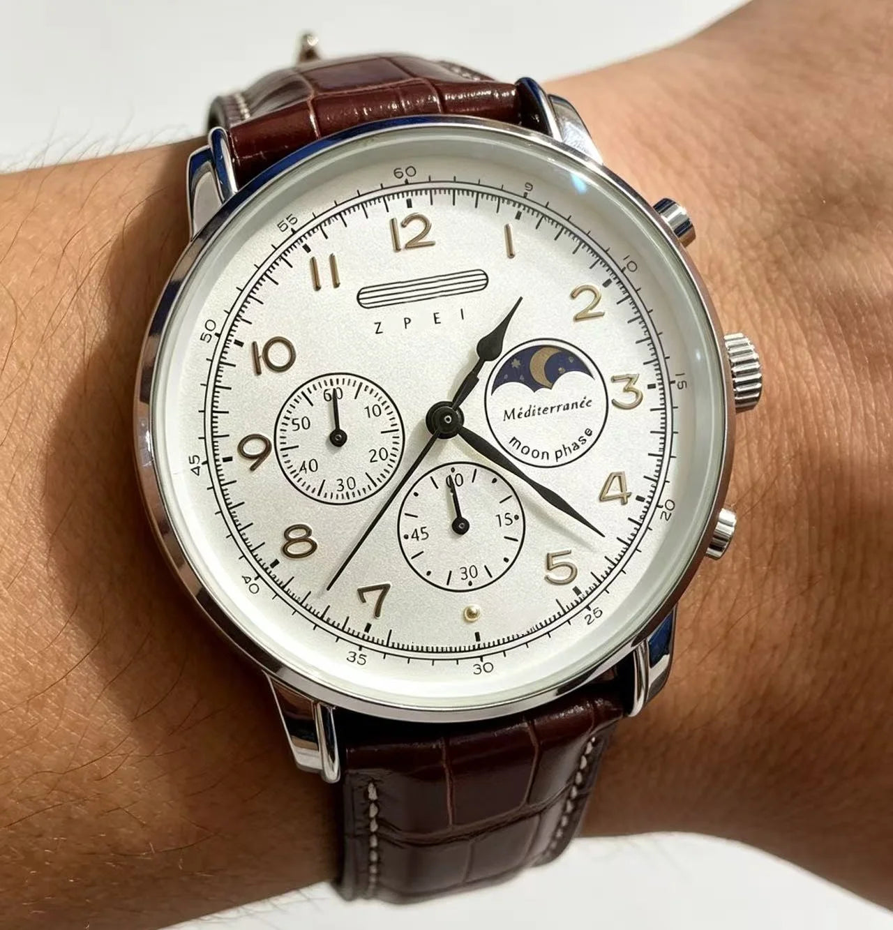 Pierce Moonphase Leather Watch