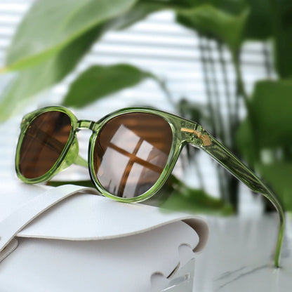 Ellery Retro Round Sunglasses - Crystal Green / Brown