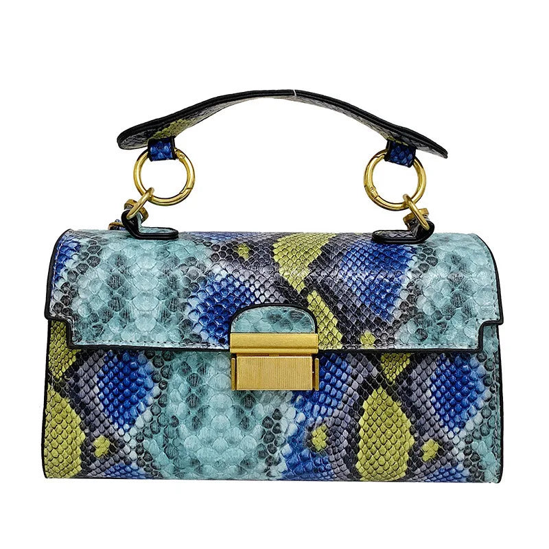 Serra snake-print vegan leather bag in blue