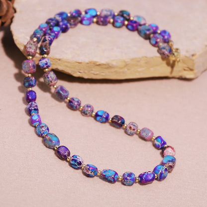 Aria Stone Beaded Necklace in Purple Blue