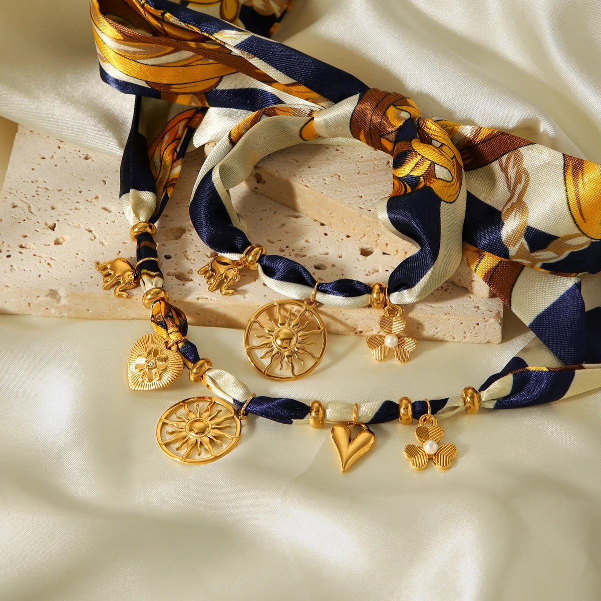 Soleil necklace flat lay