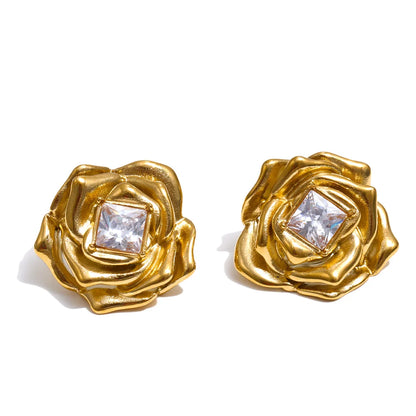 Rosalind gold rose necklace and earrings set