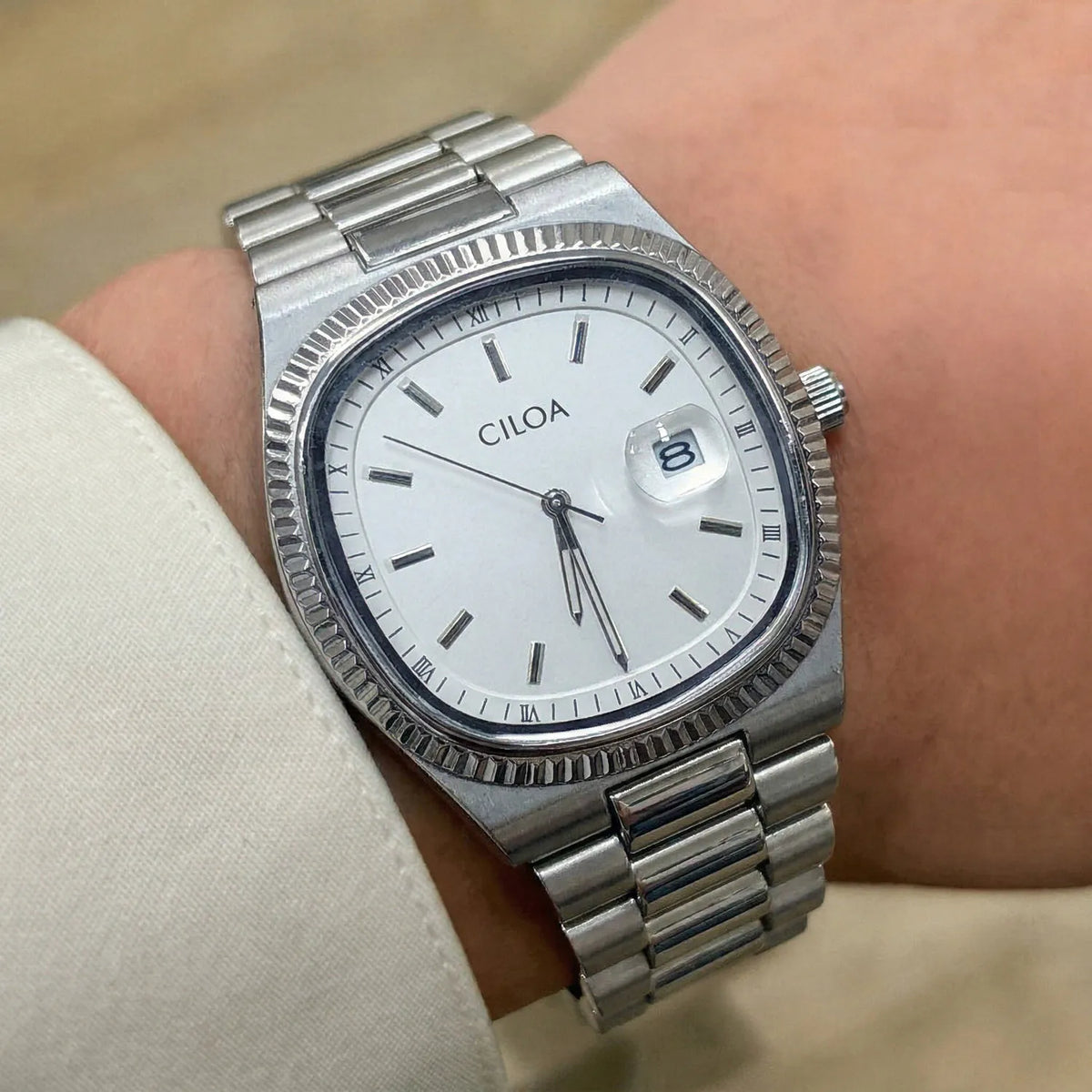 Archer Square Steel Watch