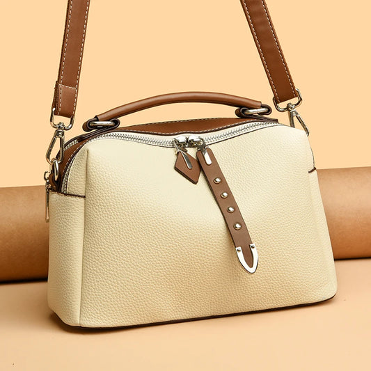 Genevieve genuine cowhide leather tote styled