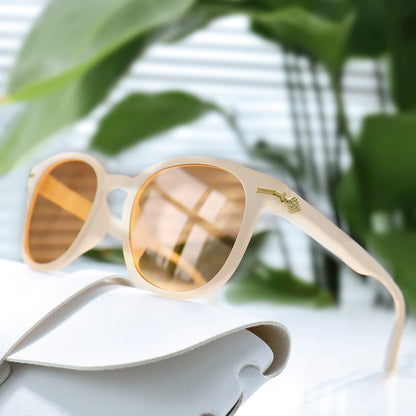 Ellery Retro Round Sunglasses - Ivory / Amber