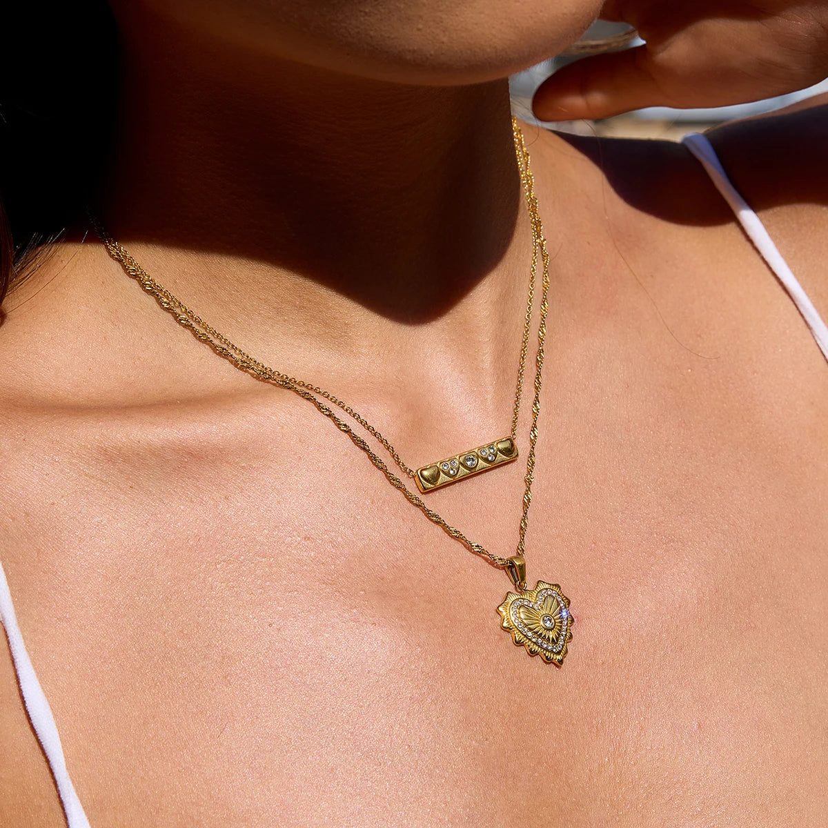 Juliette necklace on model