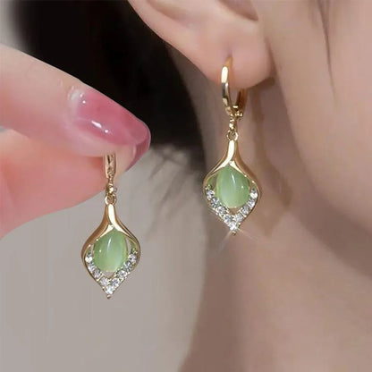 Petal earrings green on model