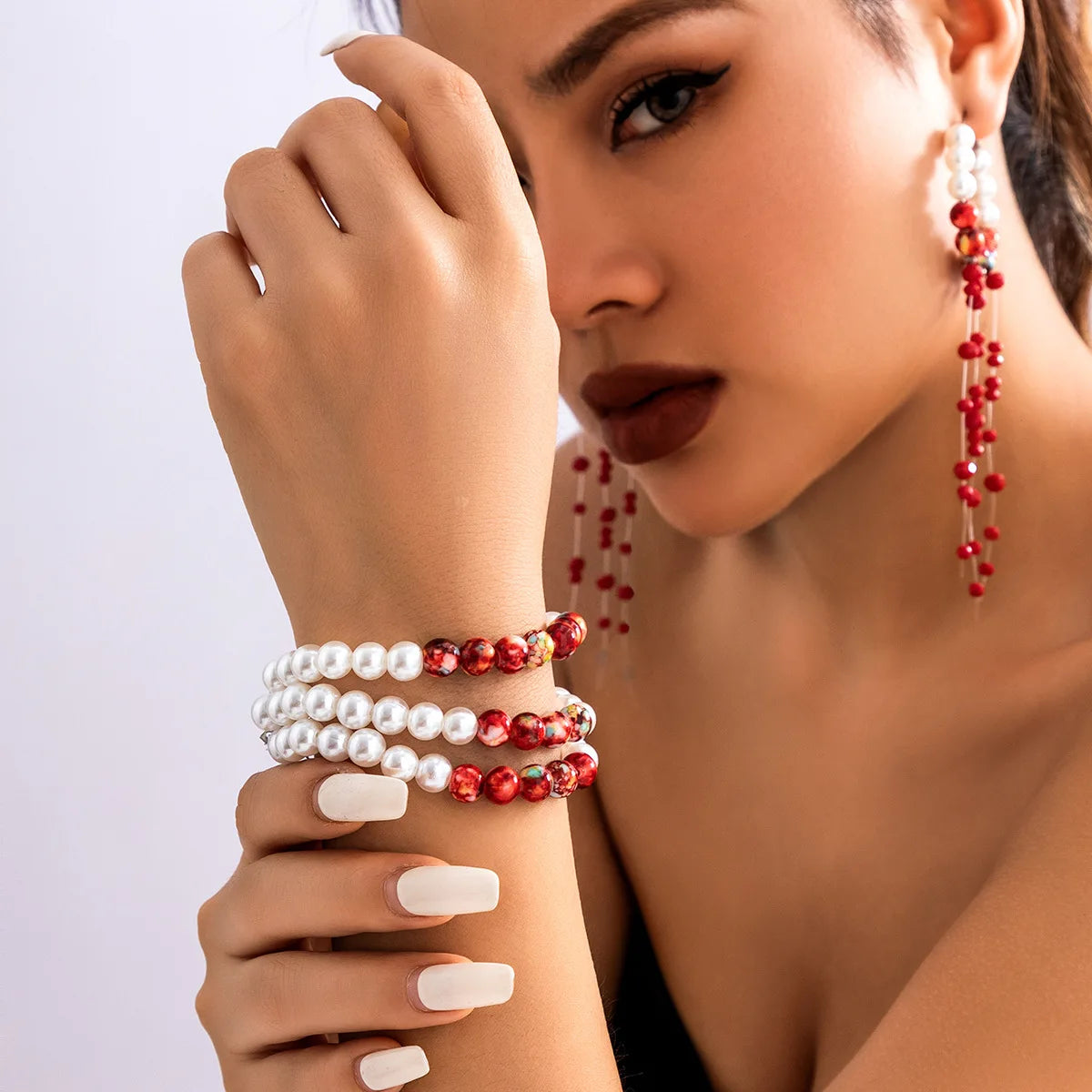Carmine Bracelet and Earring