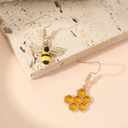 Willa Honeybee Drop Earrings bee and amber honeycomb detail