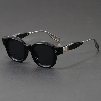 Dante retro square sunglasses in Black Silver