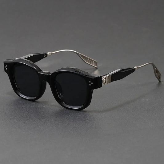 Dante retro square sunglasses in Black Silver