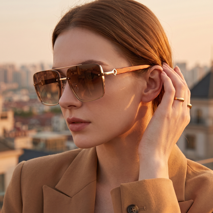Alder Square Sunglasses Brown — on model