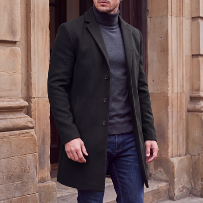 Alton Single-Breasted Coat — Black model 2