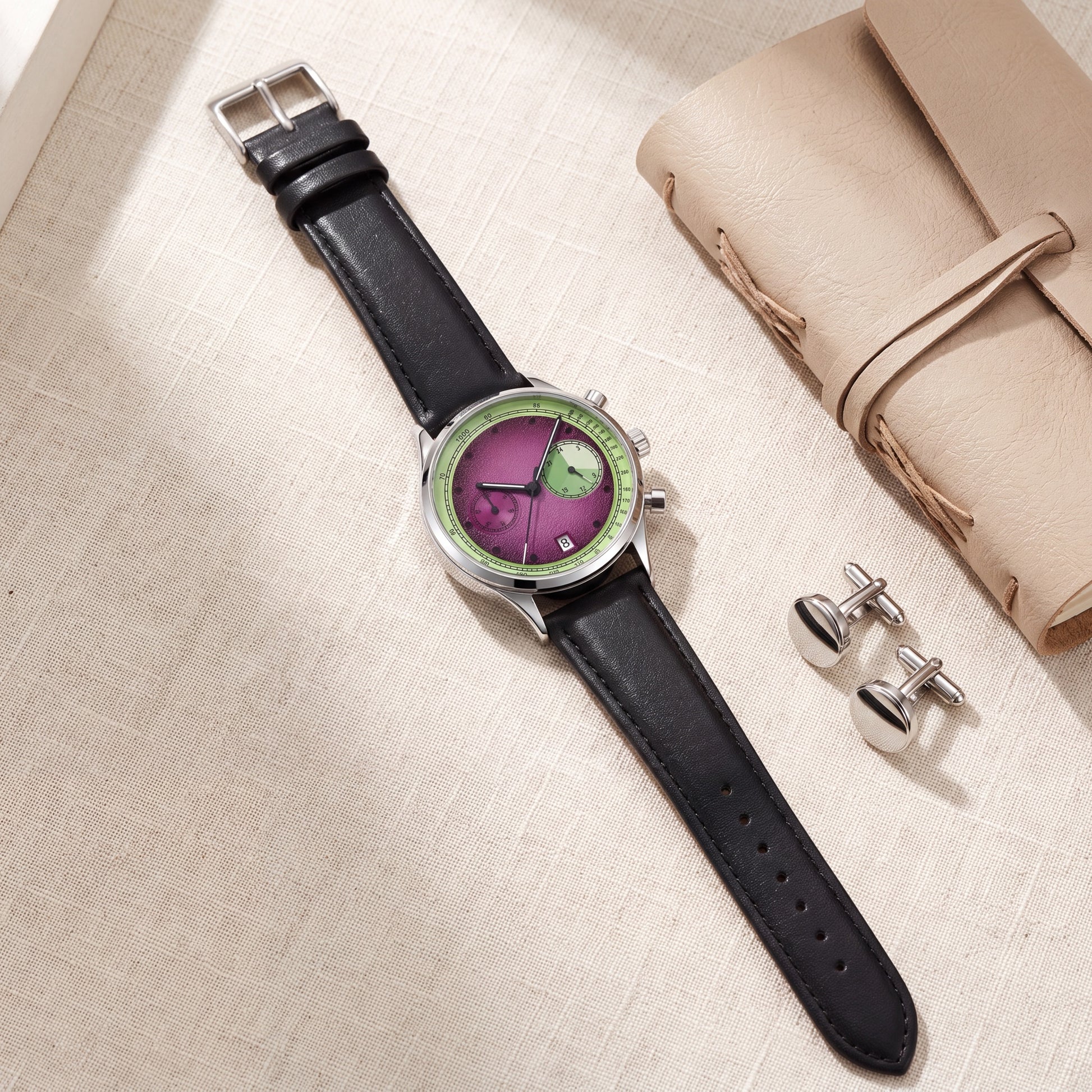 Chroma Dial Chrono Watch Amethyst — flatlay 1