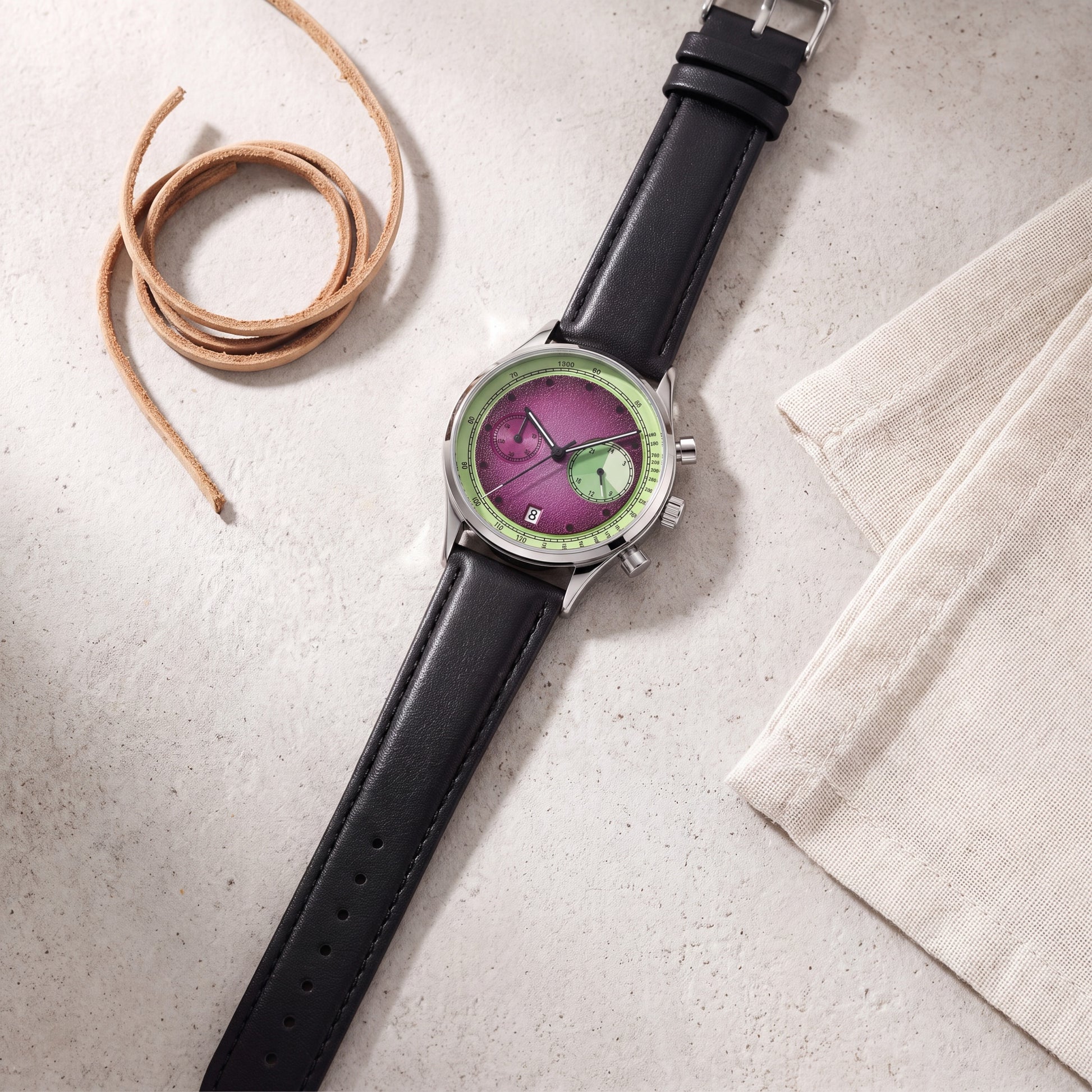 Chroma Dial Chrono Watch Amethyst — flatlay 2