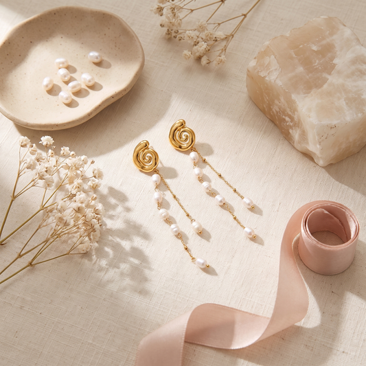 Anouk gold necklace styled flat lay