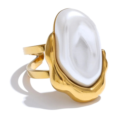 Anya adjustable open ring with imitation pearl