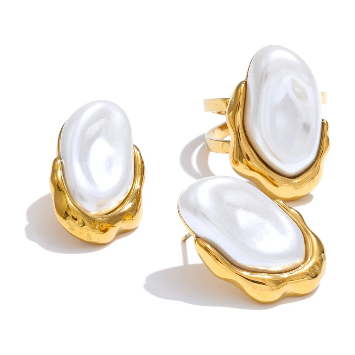 Full Anya two-piece faux pearl jewelry set