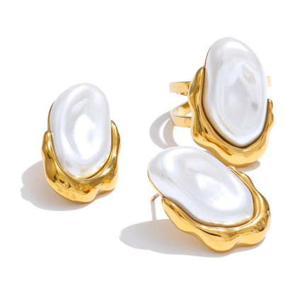 Full Anya two-piece faux pearl jewelry set