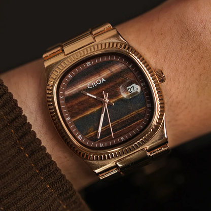 Archer-Square-Steel-Watch Brown Gold — worn 2