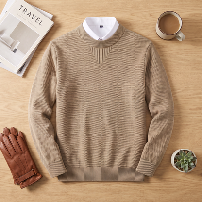 Bennett Mock Neck Sweater Khaki — flatlay 1