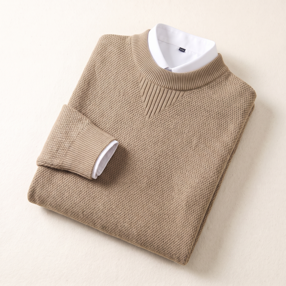 Bennett Mock Neck Sweater Khaki — studio