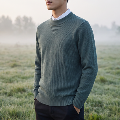 Bennett Mock Neck Sweater Sage — on model