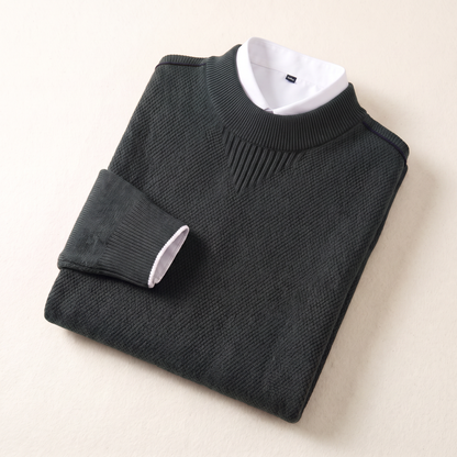 Bennett Mock Neck Sweater Teal — studio