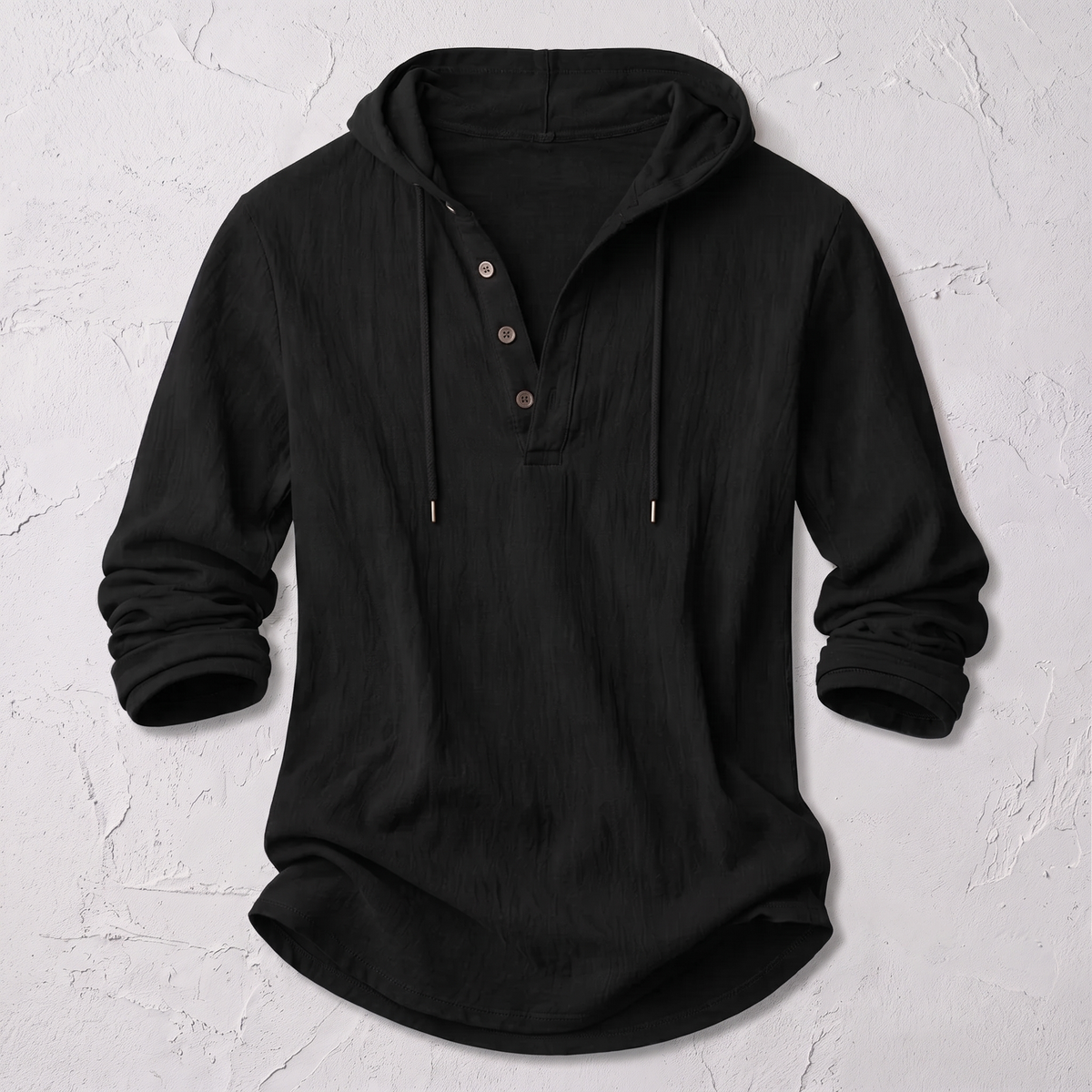 Cabo Linen Hooded Shirt Black — studio