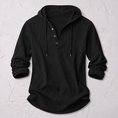 Cabo Linen Hooded Shirt Black — studio