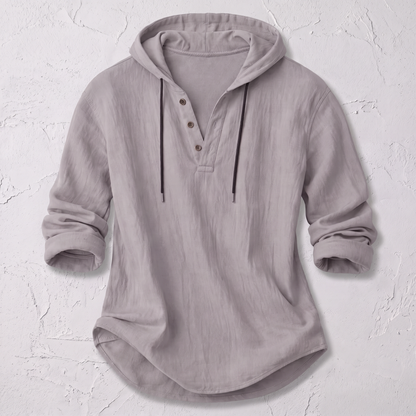 Cabo Linen Hooded Shirt Gray — studio