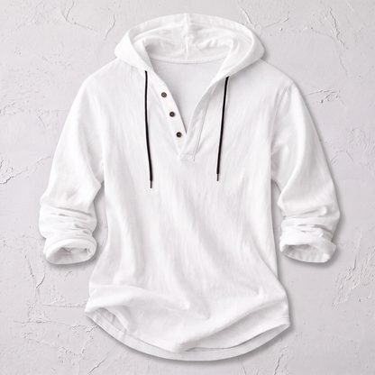 Cabo Linen Hooded Shirt White — studio