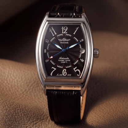Calder-Automatic-Leather-Watch Black Dial — flatlay 2