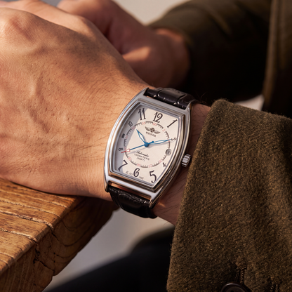 Calder-Automatic-Leather-Watch White Dial — on model