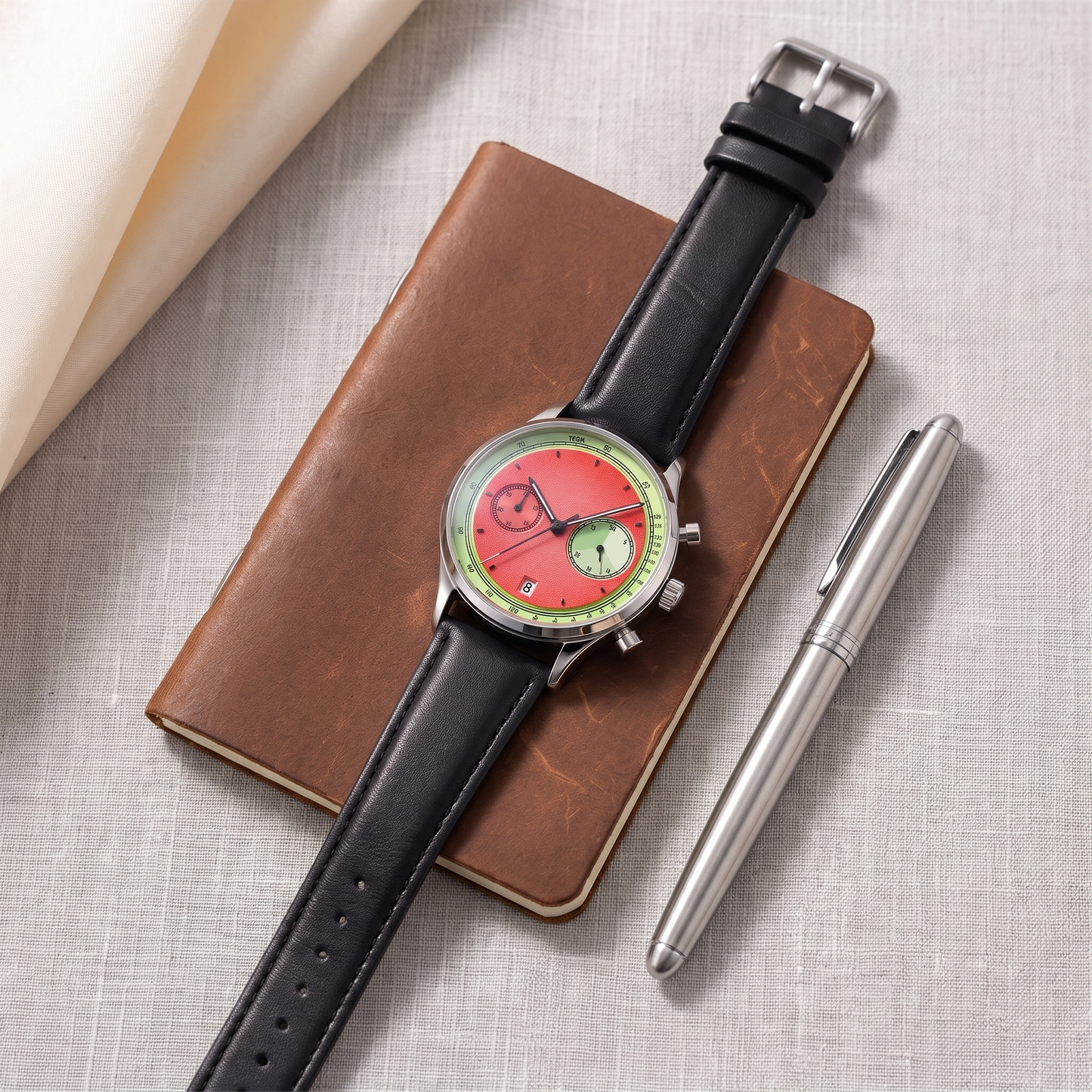 Raya-Watermelon-Chrono-Watch Watermelon Red — flatlay 1