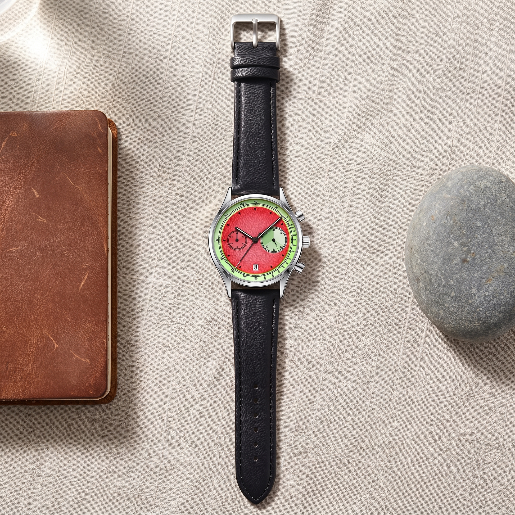 Raya-Watermelon-Chrono-Watch Watermelon Red — flatlay 2