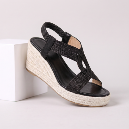 Cielo Wedge Sandals Black — studio