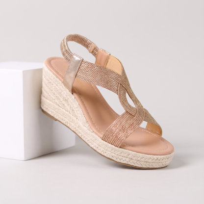 Cielo Wedge Sandals Gold — studio