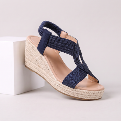 Cielo Wedge Sandals Navy — studio