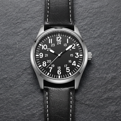Corbin-Pilot-Watch Silver — flatlay 1