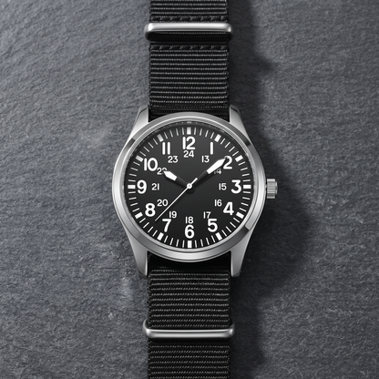 Corbin-Pilot-Watch Black Weave — flatlay 1
