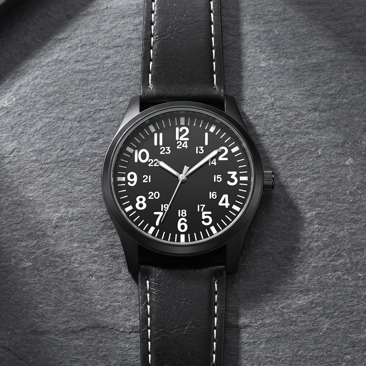 Corbin-Pilot-Watch Black — flatlay 1