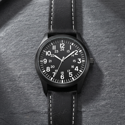 Corbin-Pilot-Watch Black — flatlay 1