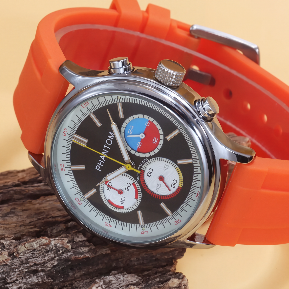 Corsa Racing Chronograph Watch, black dial detail