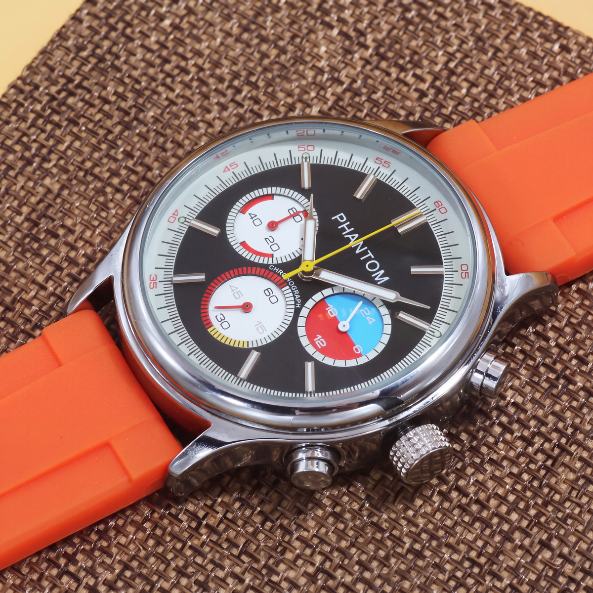 Corsa Racing Chronograph Watch, black dial detail