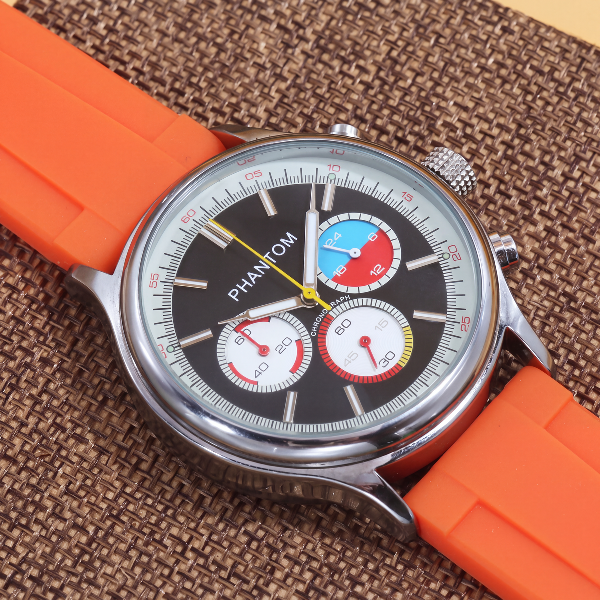 Corsa Racing Chronograph Watch, black dial detail