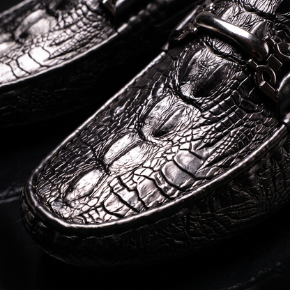 Cosimo Croc Leather Loafers Black — mkt4